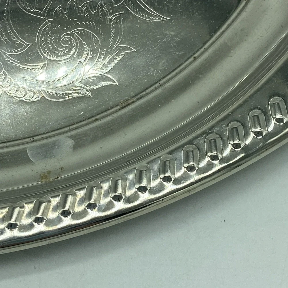 Ornate Silver Plated Tray 13 3/8